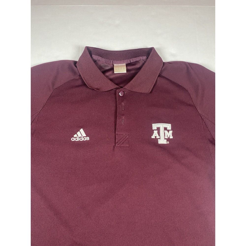 Texas AM‎ Adidas Maroon Polo Men's Medium Shirt Short Sleeve